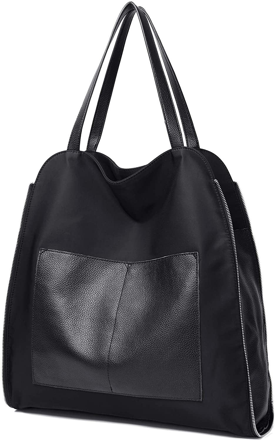Price:$29.99    Women Large Capacity Handbags Nylon Shoulder Bag Purse With Leather Pocket For Work Travel  Clothing