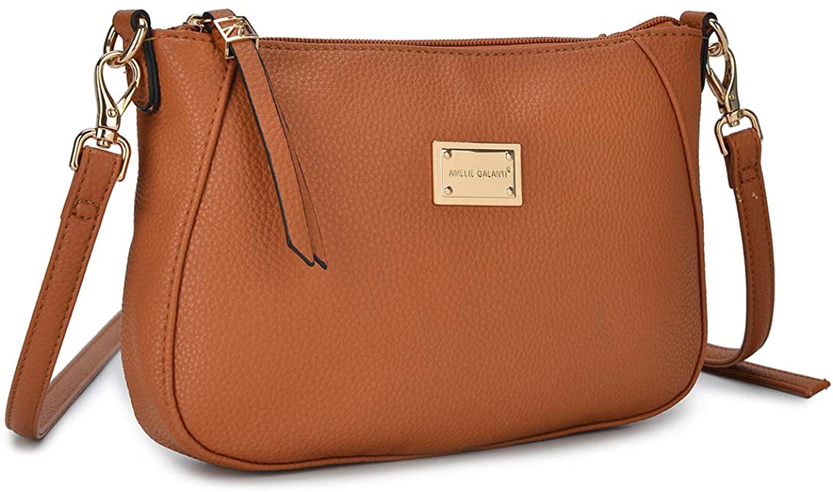 Price:$15.99 Crossbody Bags for Women Small Shoulder Purse Lightweight Satchel Purses Brown Vegan PU Leather  Handbags   
