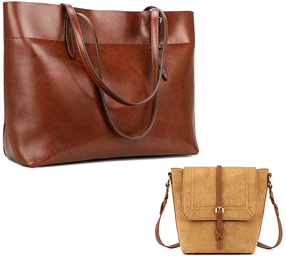 Price:$77.99    Kattee Vintage Genuine Leather Tote Shoulder Bag for Women and Small Leather Cross-body Bag Shoulder Purse  Clothing