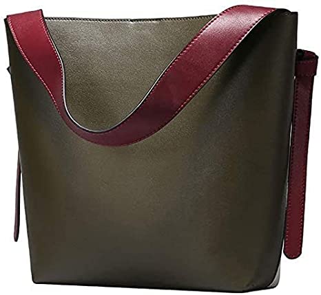 Price:$39.99    S-ZONE Women Contrast Color Leather Bucket Tote Bag Shoulder Purse Handbags  Clothing