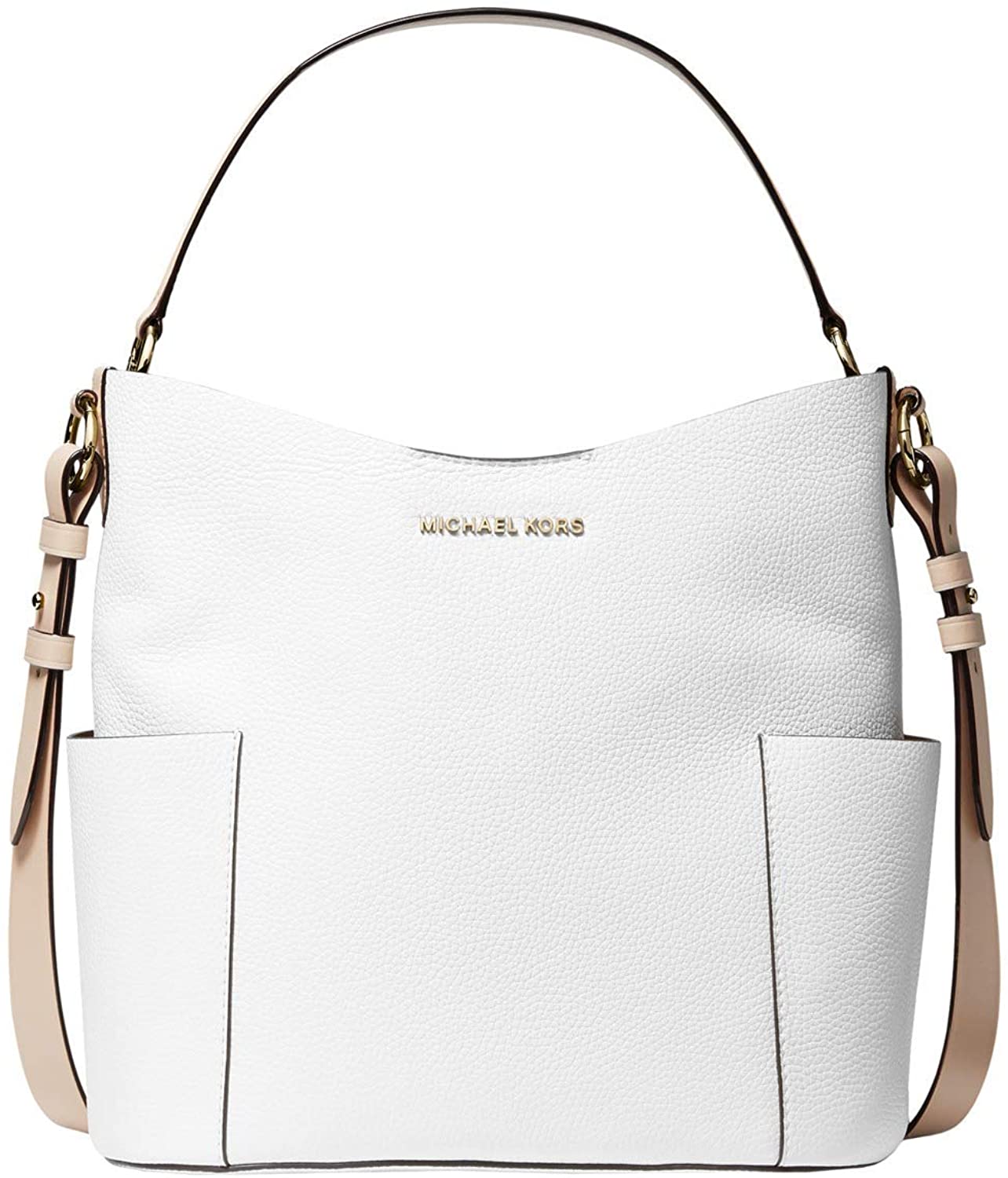 Price:$186.00 MICHAEL Michael Kors Bedford Medium Bucket Shoulder Optic White One Size  Handbags   