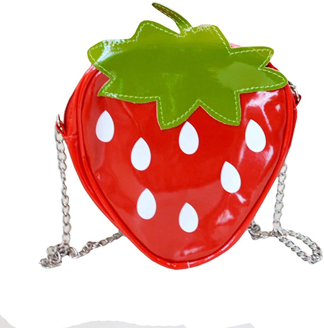 Price:$13.99 Mily Cute Fruit Messenger Bag Coin Purse Clear Summer Bag Purse Handbag Strawberry  Handbags   