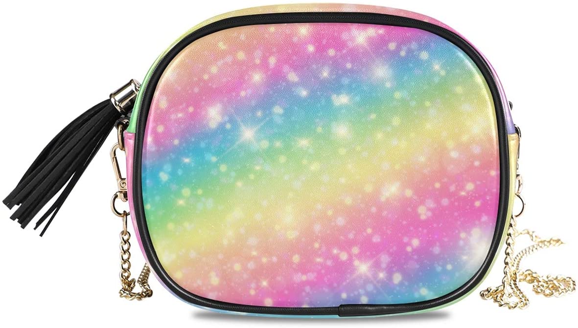 Price:$14.99    ALAZA Women's Fantasy Galaxy Cross Body Bag Chain Shoulder Handbag Purse with Tassel  Clothing
