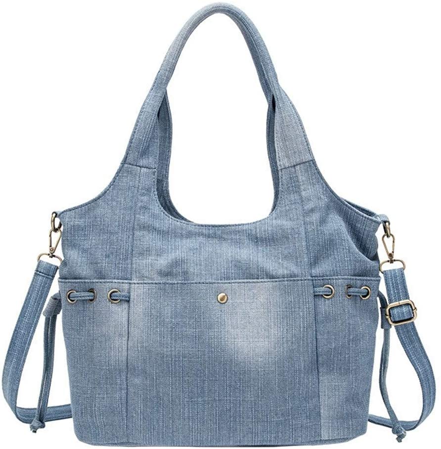 Price:$39.84    Denim Women Shoulder Bag Jeans Crossbody Bag Female Big Tote Travel Handbag Light blue 35X26X16cm  Clothing