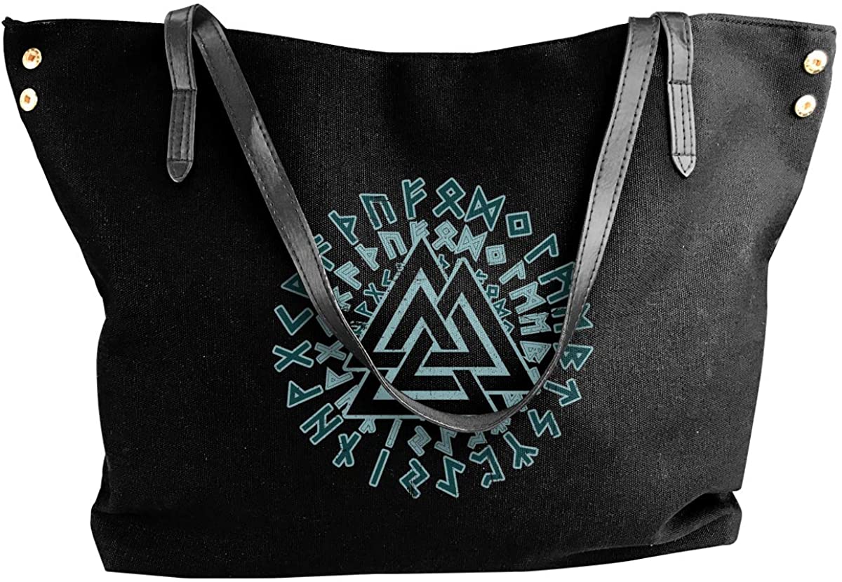 Price:$29.89    Valknut Symbol Norse Warrior Women's Tote Bags Canvas Shoulder Bag Casual Handbags  Clothing