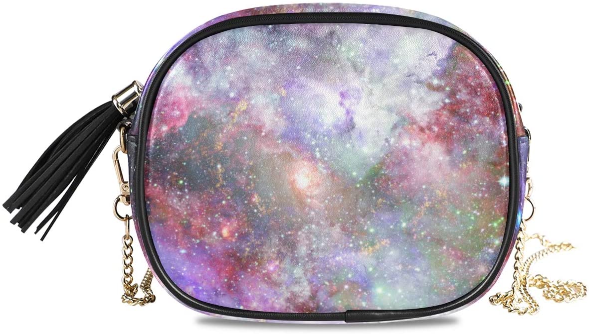 Price:$14.99    ALAZA Women's Galaxy Starry Cross Body Bag Chain Shoulder Handbag Purse with Tassel  Clothing