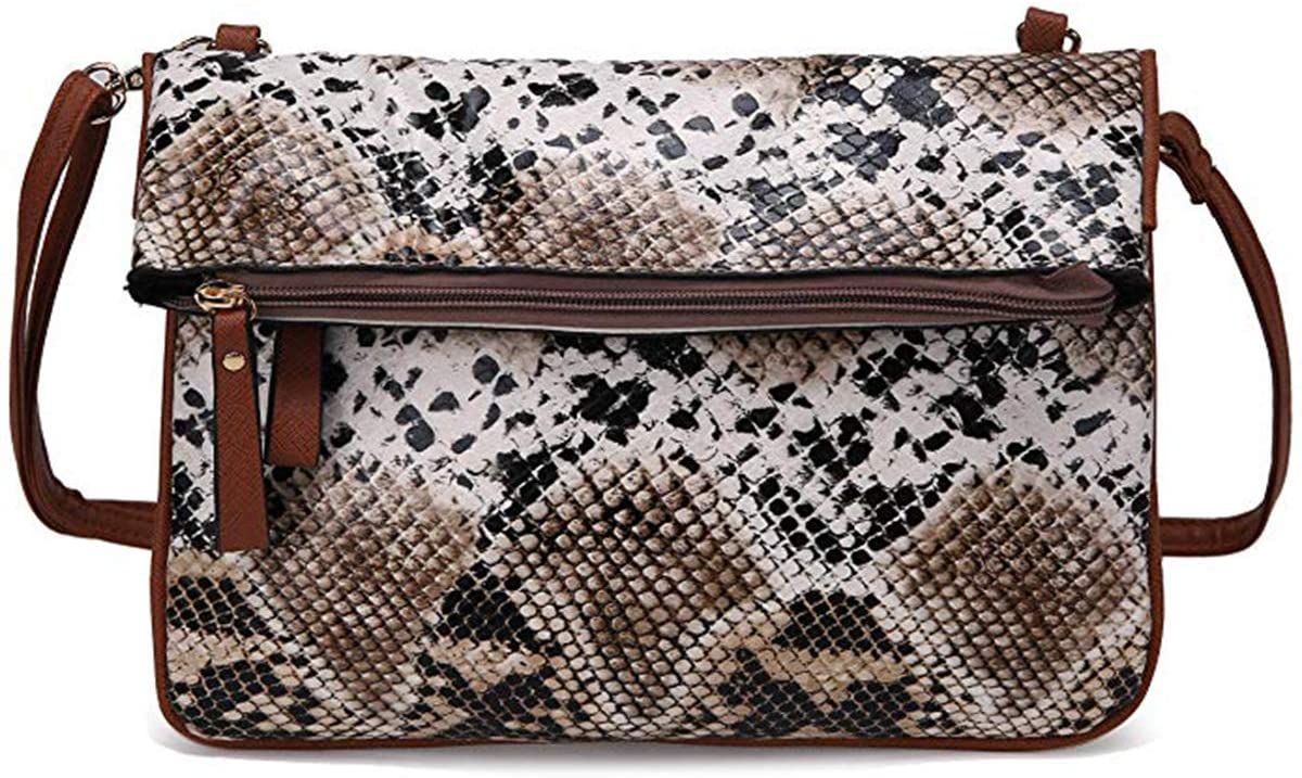 Price:$13.99    RARITYUS Women Snakeskin Crossbody Bag Leather Shoulder Large Clutch Handbag with Removable Strap  Clothing