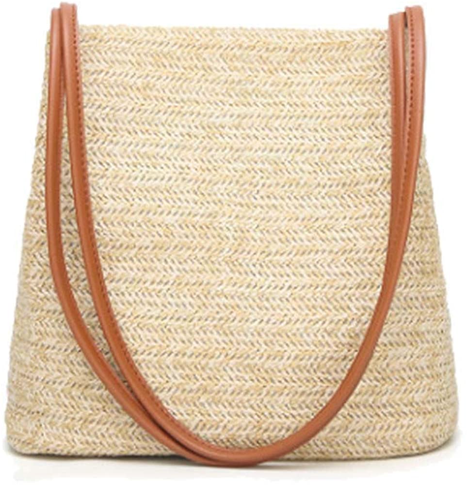 Price:$15.99    Women Handbag Straw Woven Tote Large Summer Beach Shoulder Bag Beige  Clothing