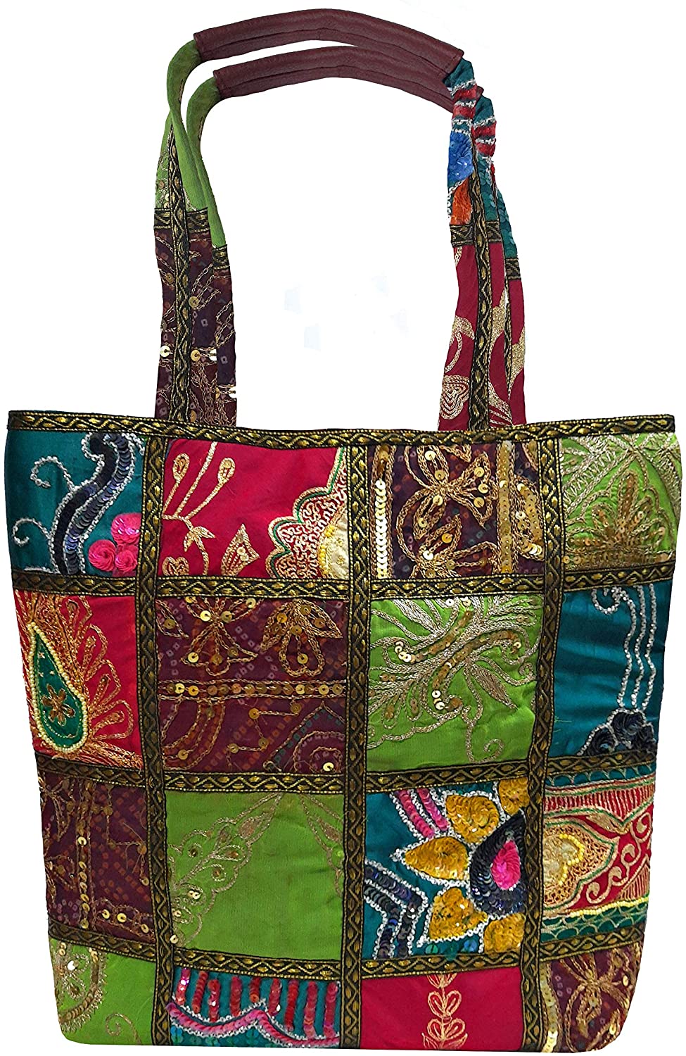 Price:$14.97    Anya Embroidered Sequin Patch Indian Sari Decorative Cross body Shoulder Bag/Embroidered Hobo Shoulder Bag (Mutli Beauty),14 x 13 x 4 inches  Clothing