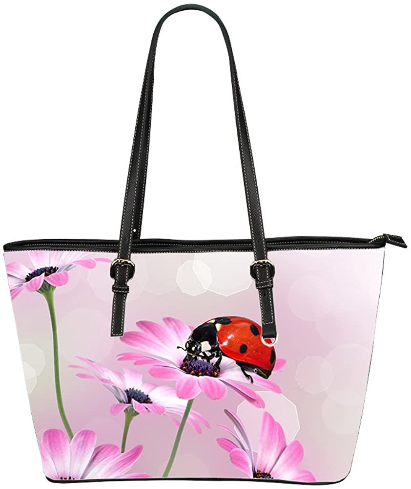 Price:$44.99    Leather Tote Bag for Women, Ladybug Women Handbags PU Leather Tote Shoulder Bags, Two-sided Printing, Large  Clothing
