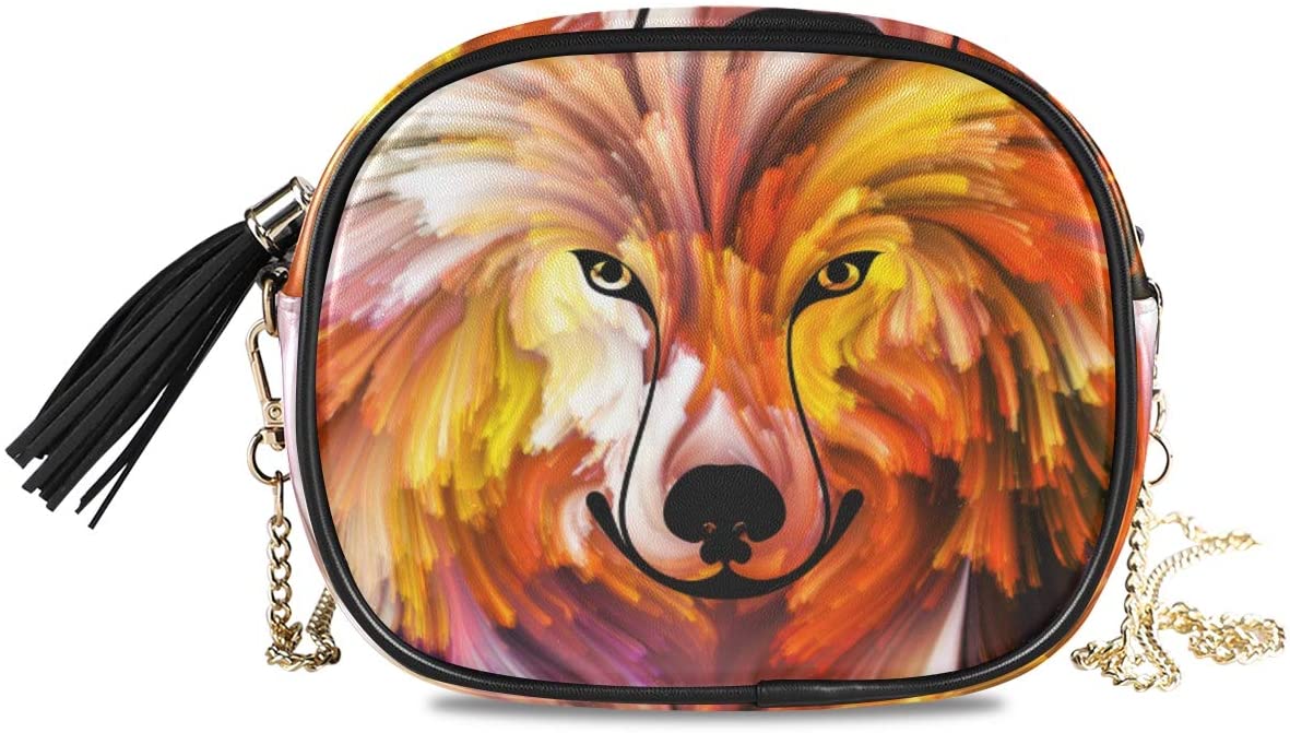 Price:$14.99    ALAZA Women's Dog Paint Series Cross Body Bag Chain Shoulder Handbag Purse with Tassel  Clothing