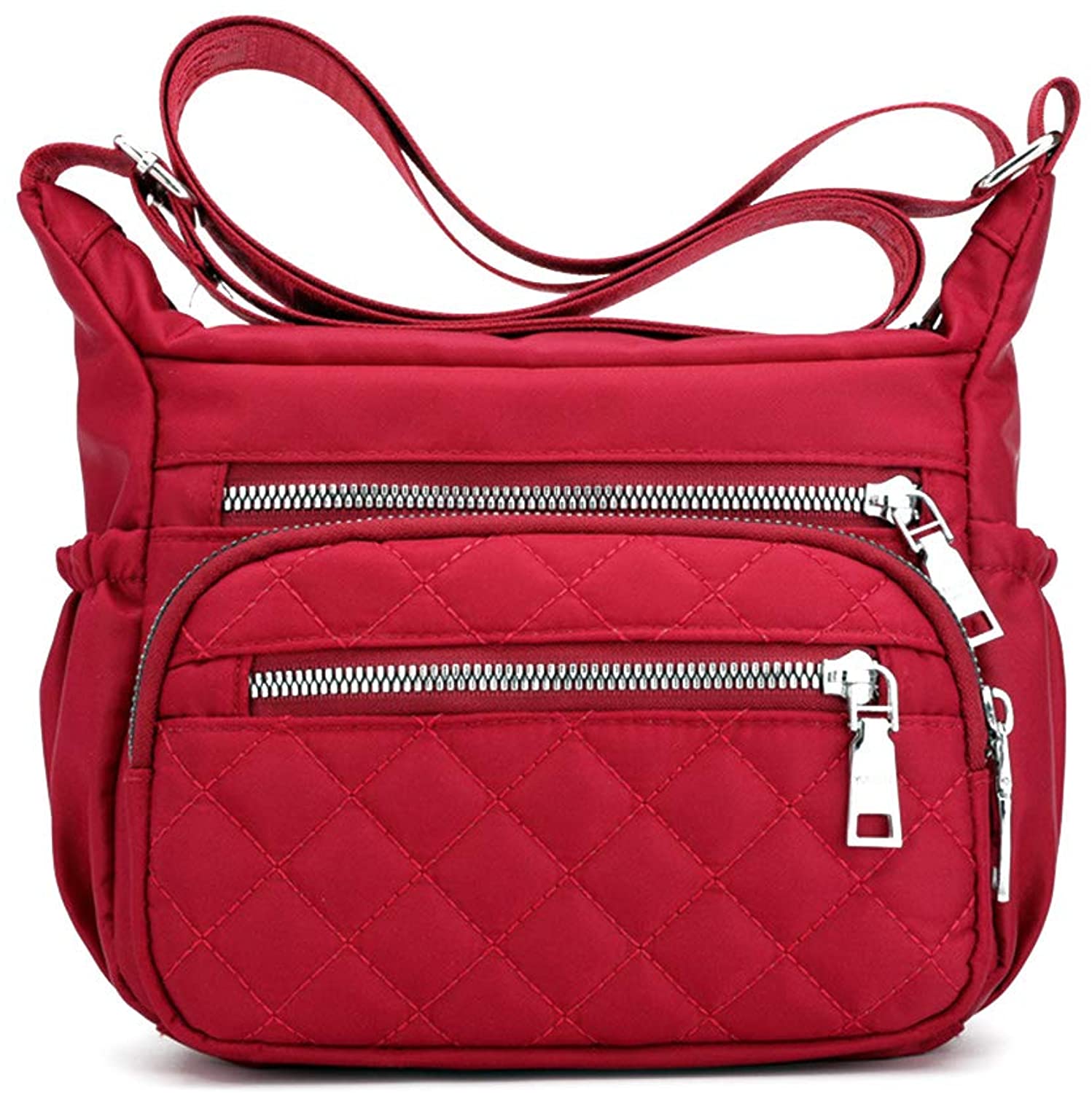 Price:$18.99 NOTAG Pocketbooks for Women Nylon Waterproof Crossbody Bags Lightweight Shoulder Bags Multi Pockets Travel Purses (Red)  Handbags   