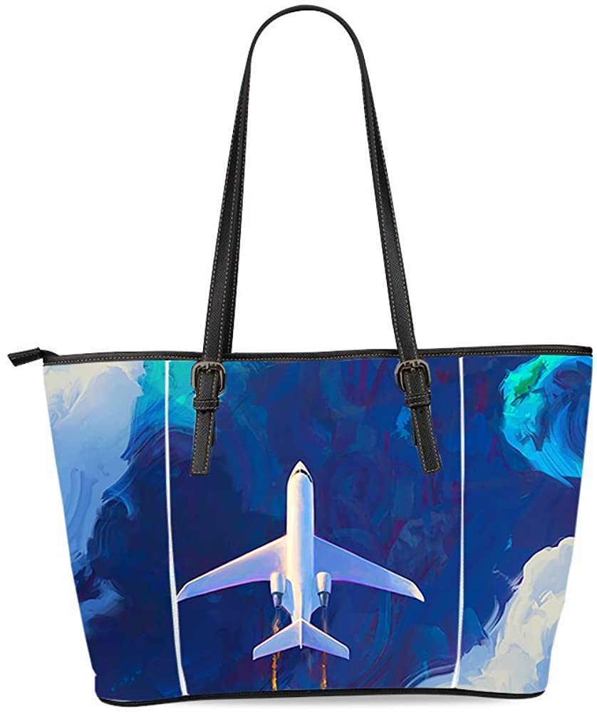 Price:$40.99    Leather Tote Bag for Women, Plane Shoulder Bag Handbag Two-sided Printing  Clothing