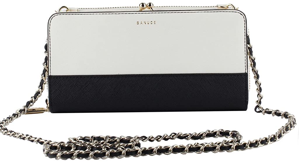 Price:$24.99 Banuce Small Genuine Leather Crossbody Long Clutch Wallet for Women Chain Purse Shoulder Bag Ladies Girls Phone Case Organizer  Handbags   