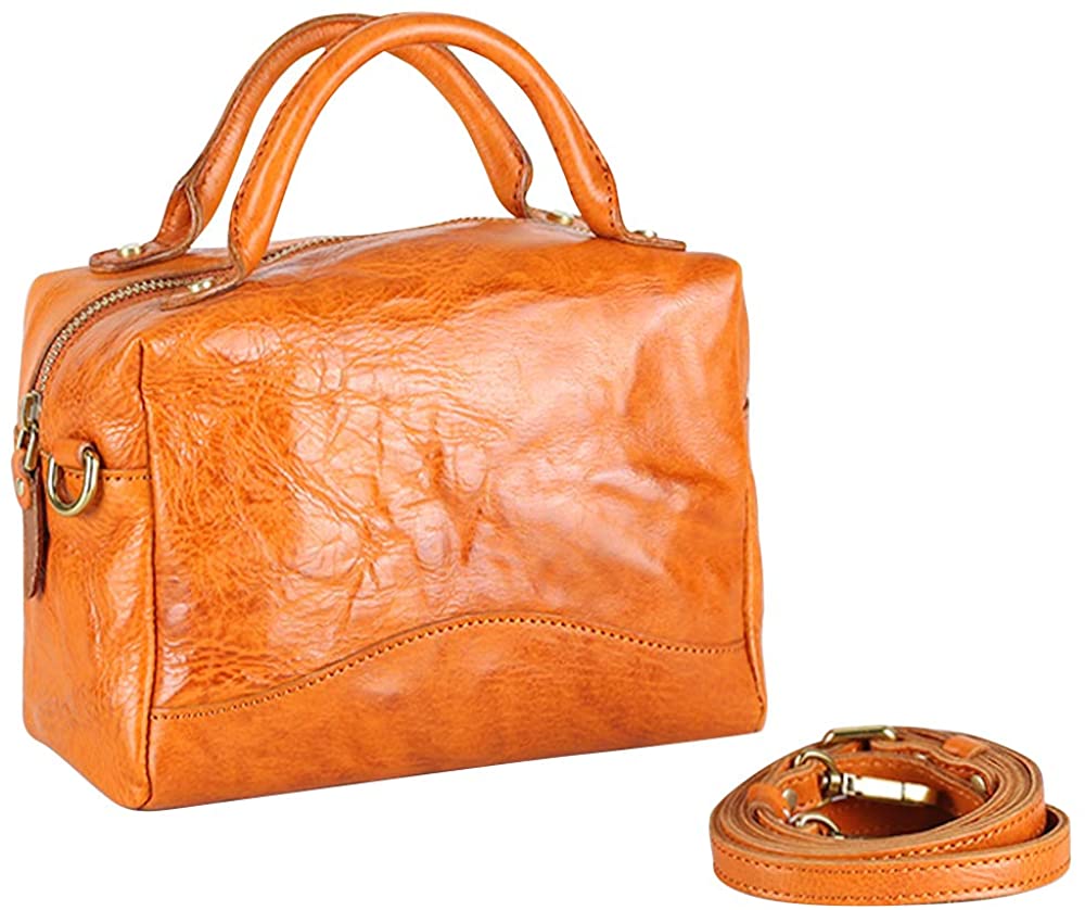 Price:$60.00 Ancicraft Shoulder Bags For Women Leather Handbags Yellow brown Top Handle Crossbody Bag Purse For Her Fashion  Handbags   