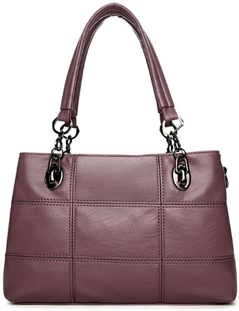 Price:$39.00    Voudi Genuine Leather Handbags for Women Top Handle Satchel Handbag Tote Shoulder Bag Purse Crossbody Bag (Purple)  Clothing