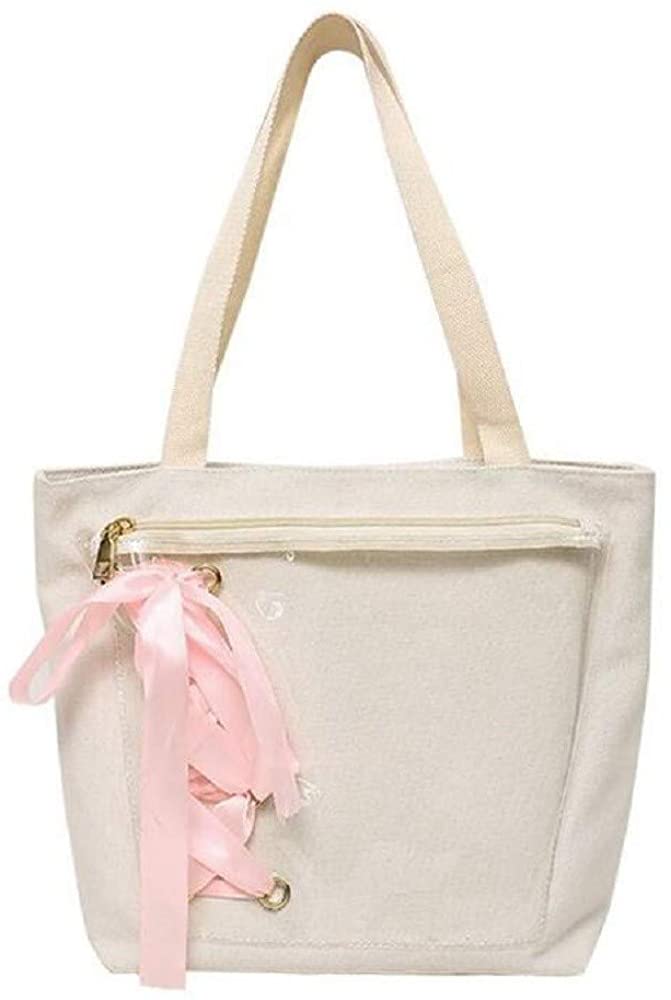 Price:$12.99 Women Ribbon Bow Itabag Girl Transparent Shoulder Bag Dango Badge Doll Show (White)  Handbags   