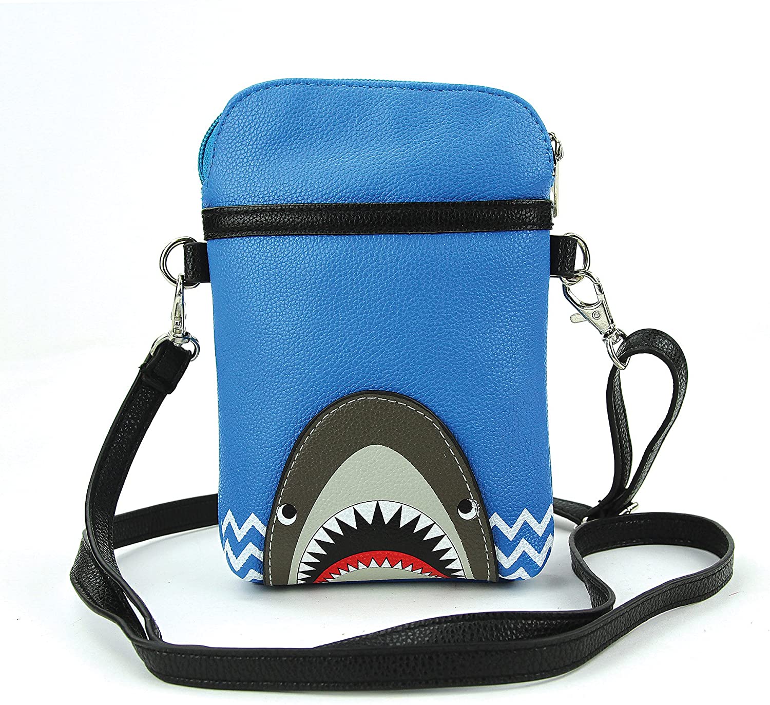 Price:$19.99    Sleepyville Critters - Shark Crossbody Pouch in Vinyl  Clothing