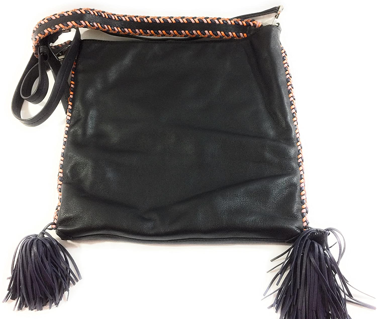 Price:$134.97 Rebecca Minkoff Black Leather Braided Border Bag  Handbags   