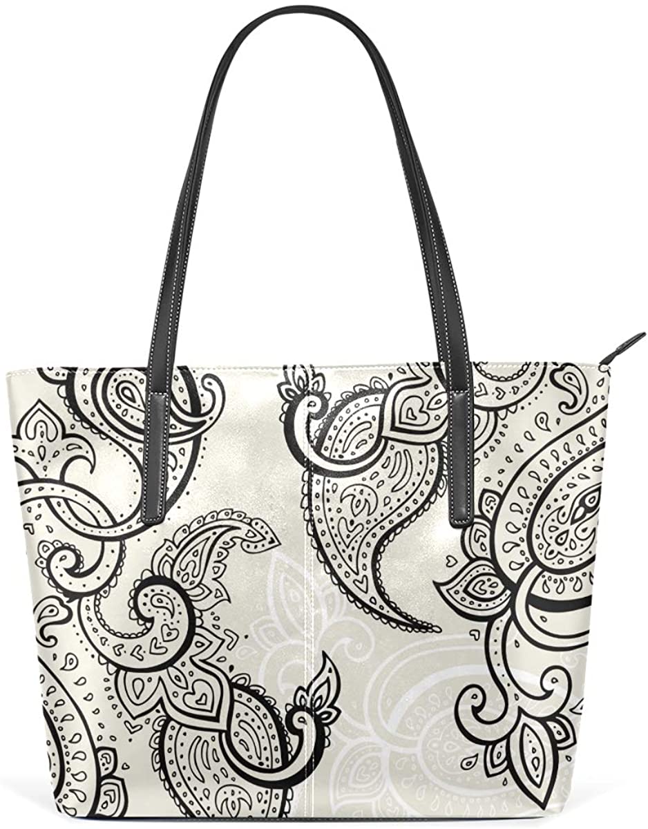 Price:$29.99    Paisley Grey Nation Women's PU Leather Tote Shoulder Bags Handbags Casual Bag  Clothing