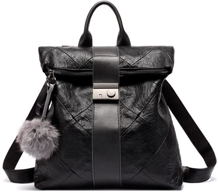 Price:$79.99    JeHouze Fashion Women Handbag Genuine Leather Backpack Casual Shoulder Bag Anti-theft purse (Black)  Clothing