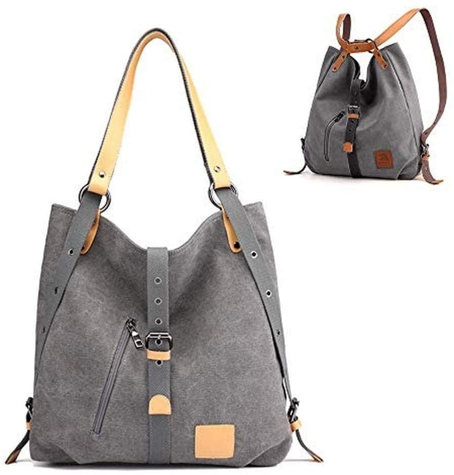 Price:$20.99    Cayla 3 Ways Canvas Purses Handbags Totes Shoulder Bag Backpack Hobo For Women (Gray)  Clothing