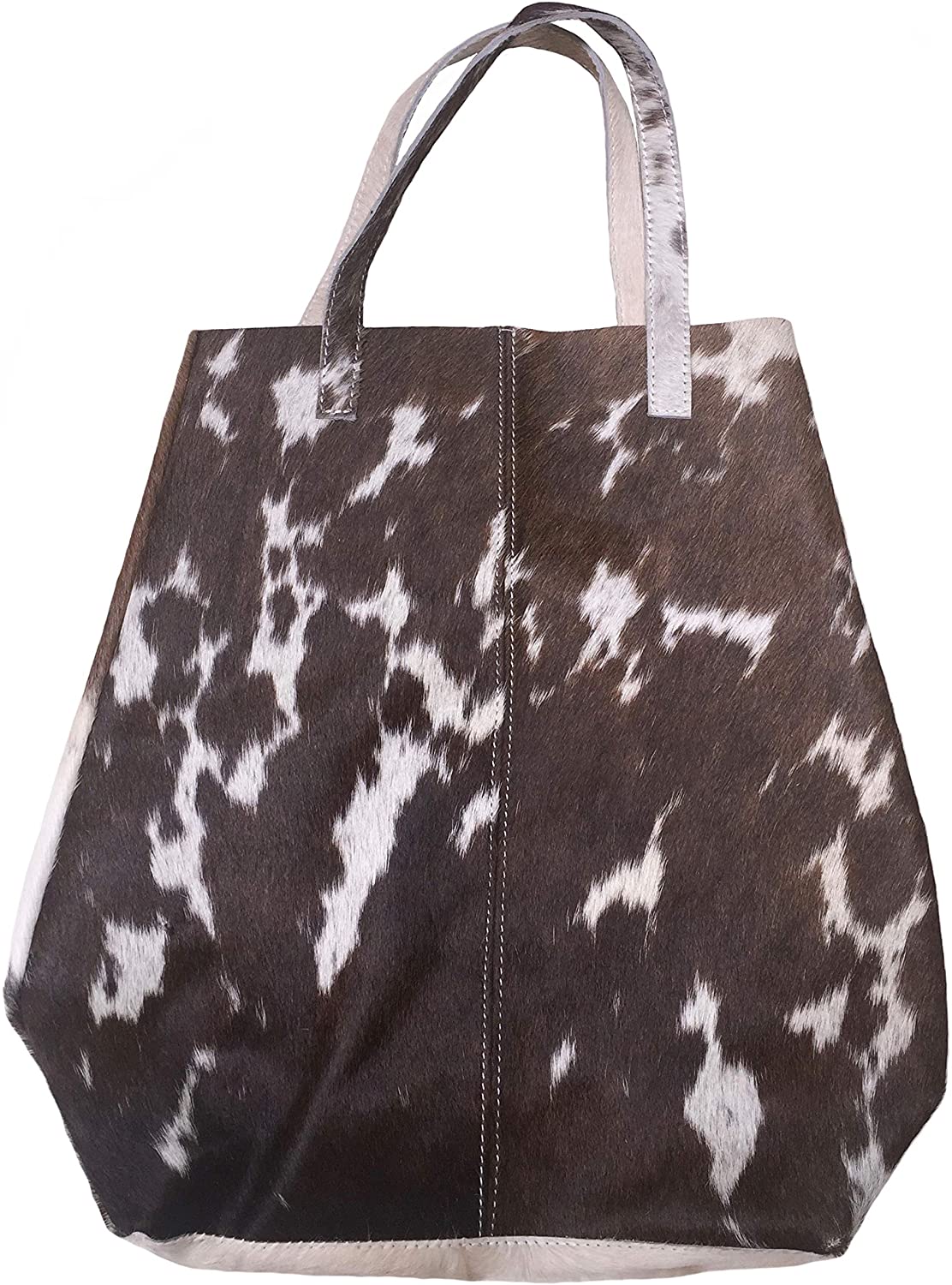 Price:$99.99    Stylish Tote Bag CARLA in Brown & White Cowhide  Clothing