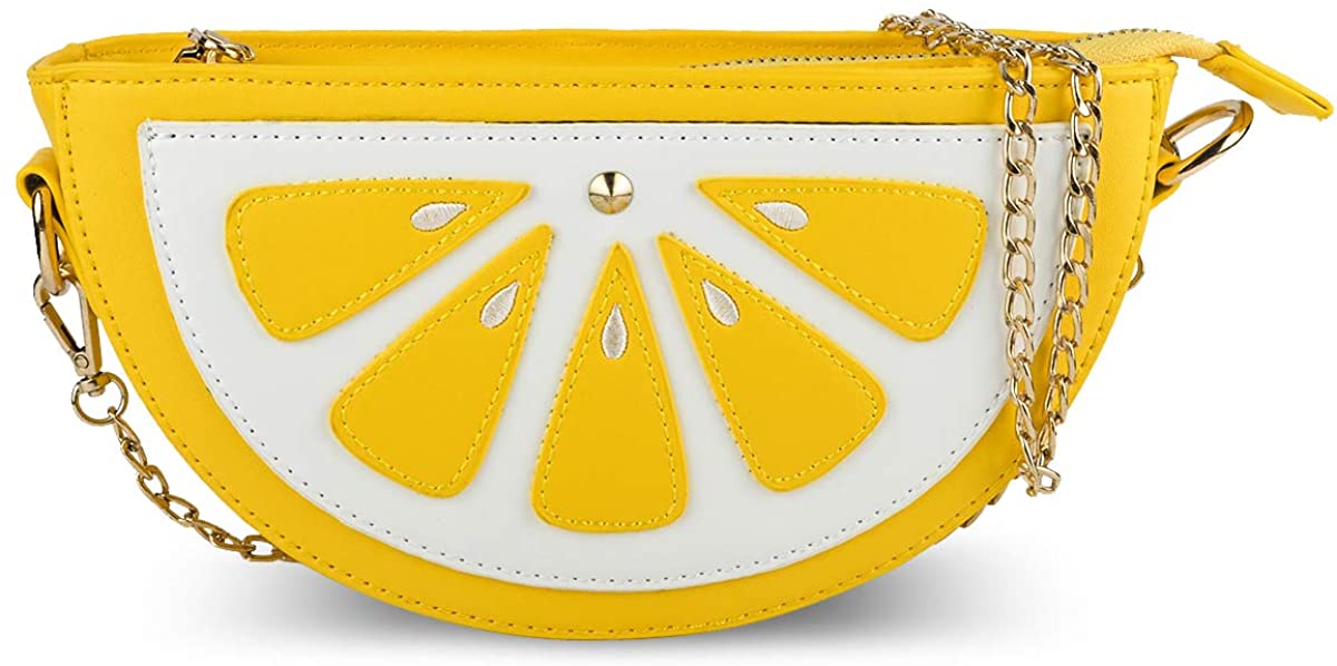 Price:$18.99 Lemon Cross Body Bag, Ustyle Cute Metal Chain Design Shopping Girl Women Zipper for Change Phone Faux Shoulder Bag Fashion Package  Handbags   
