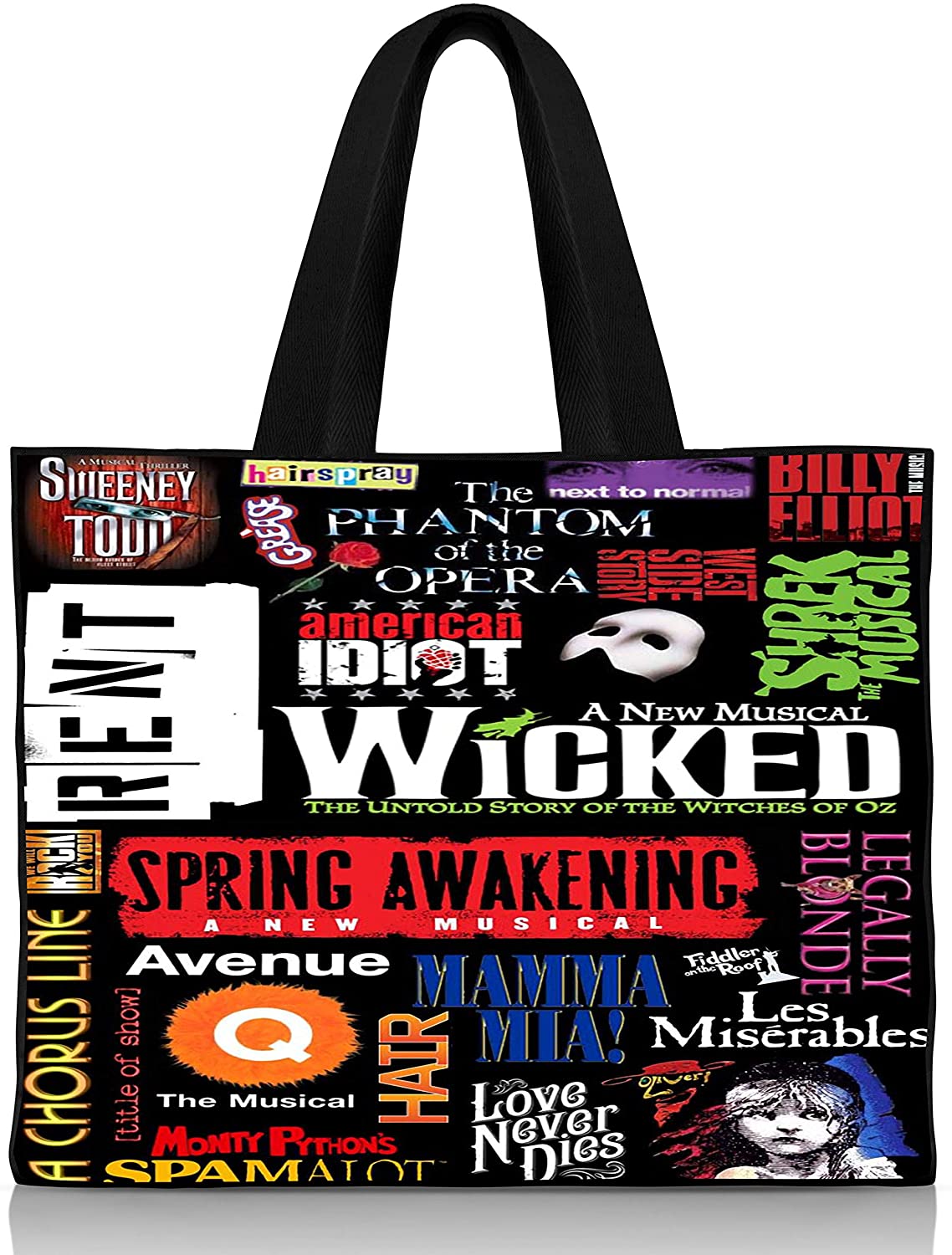 Price:$23.56    Broadway musical wallpaper Shoulder Handbags Canvas Tote Bag - 15.5 x 12.5 x 3.5 Inches  Clothing