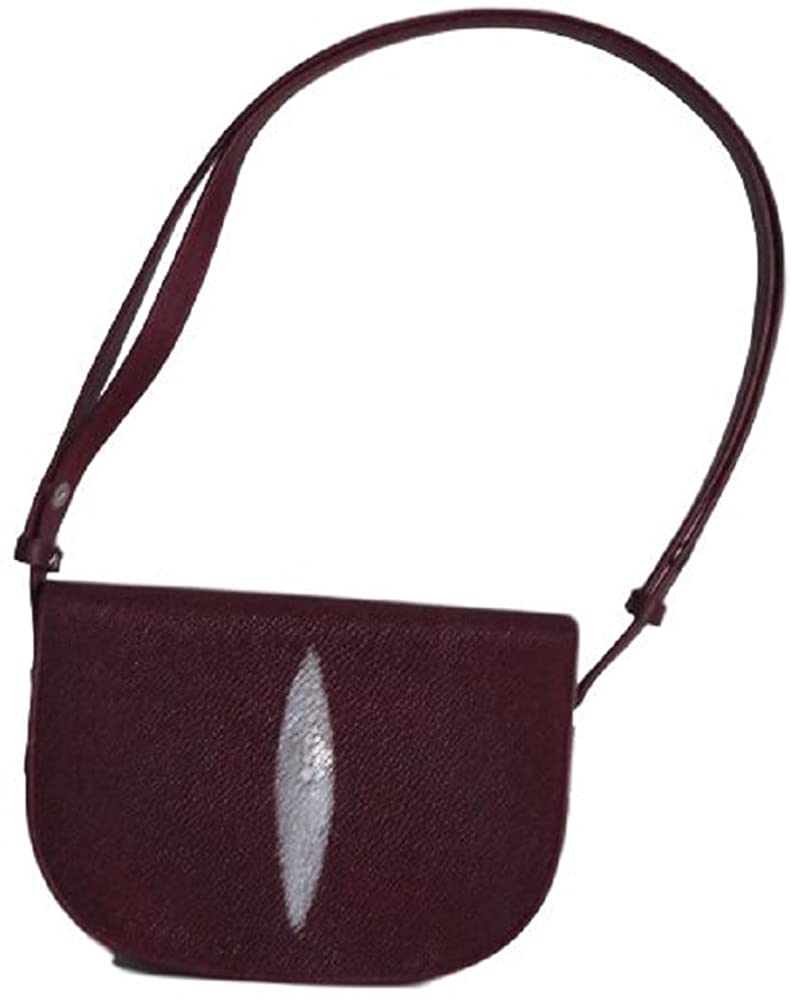 Price:$149.95 Drumsurn Imports Genuine Stingray Leather Small Saddlebag Style Handbag, Burgundy  Handbags   
