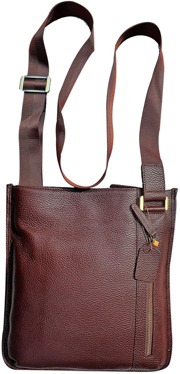 Price:$129.99 Daimanbo Men Elegant Imported Real Leather Shoulder Bag Brown  Handbags   