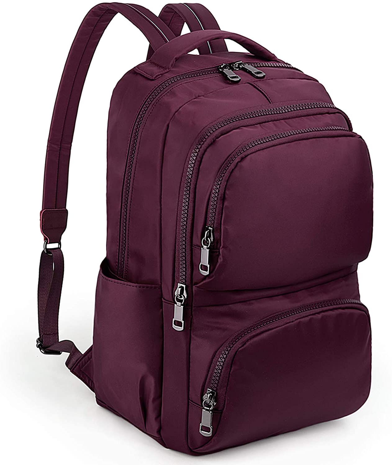 Price:$23.99 Backpack Purse for Women Waterproof Nylon Ladies Rucksack Girls School College Bookbag Shoulder Purse UTO Red  Handbags   