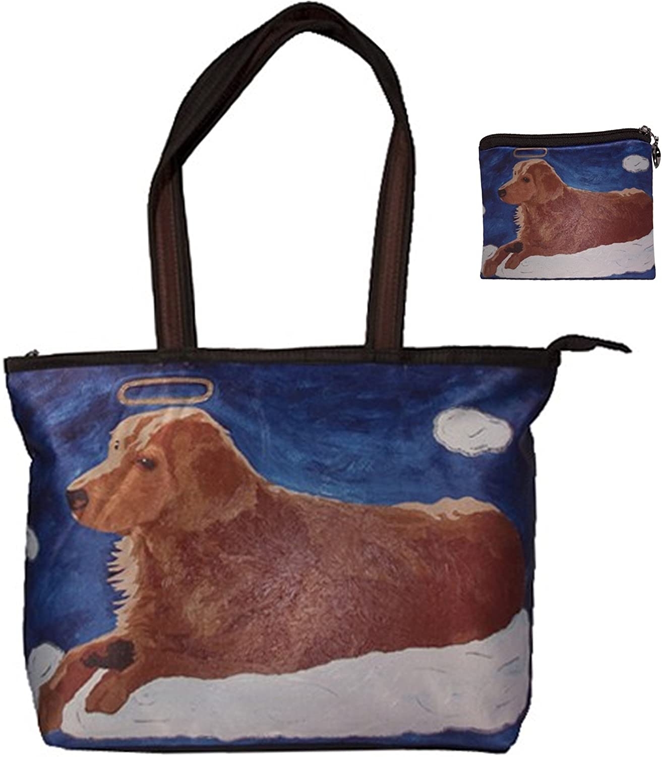 Price:$44.95    Dog Angel Gift Set - Shoulder Bag and Matching Coin Purse- Great Hoilday Set - From My Original Painting, Ginger  Clothing