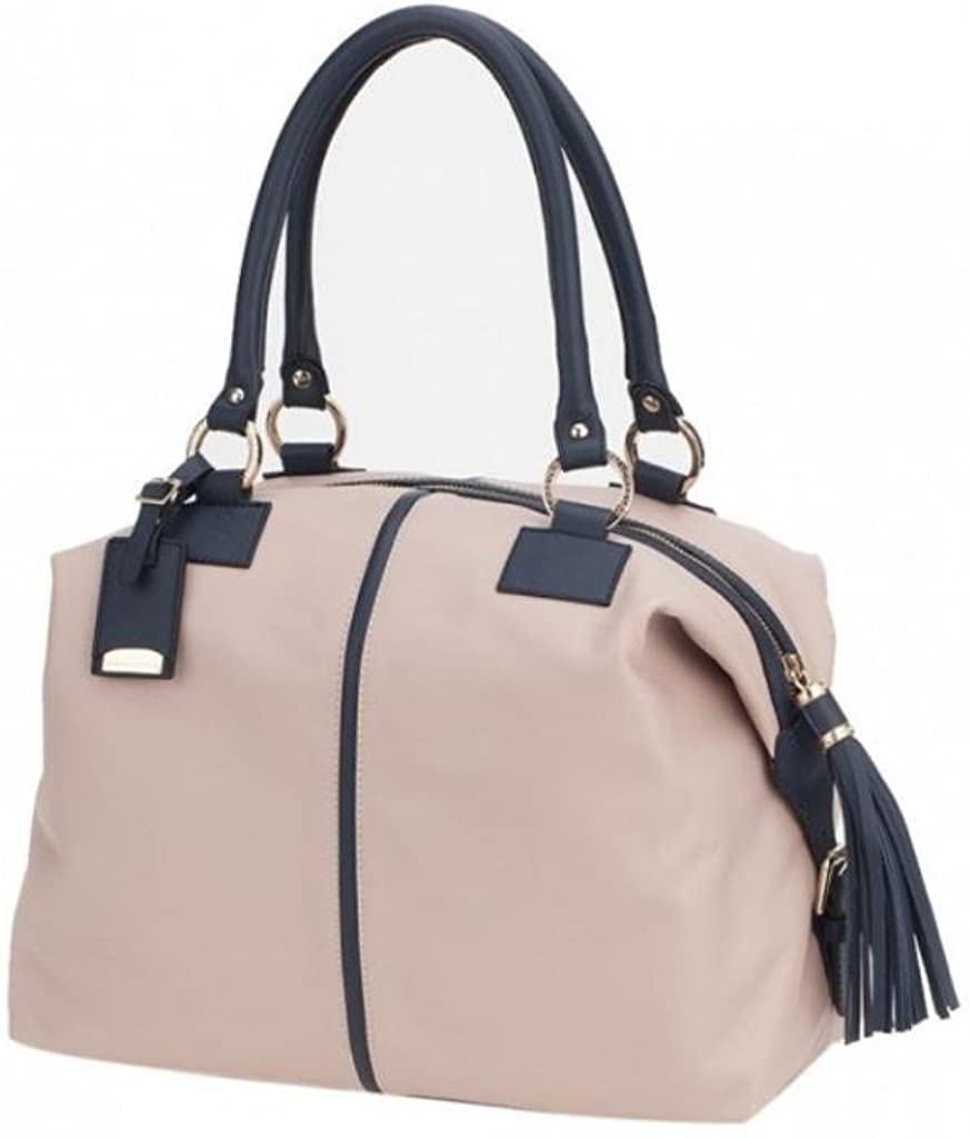 Price:$280.00 Ismachseven Manuela Handbag -Light pink with blue  Handbags   
