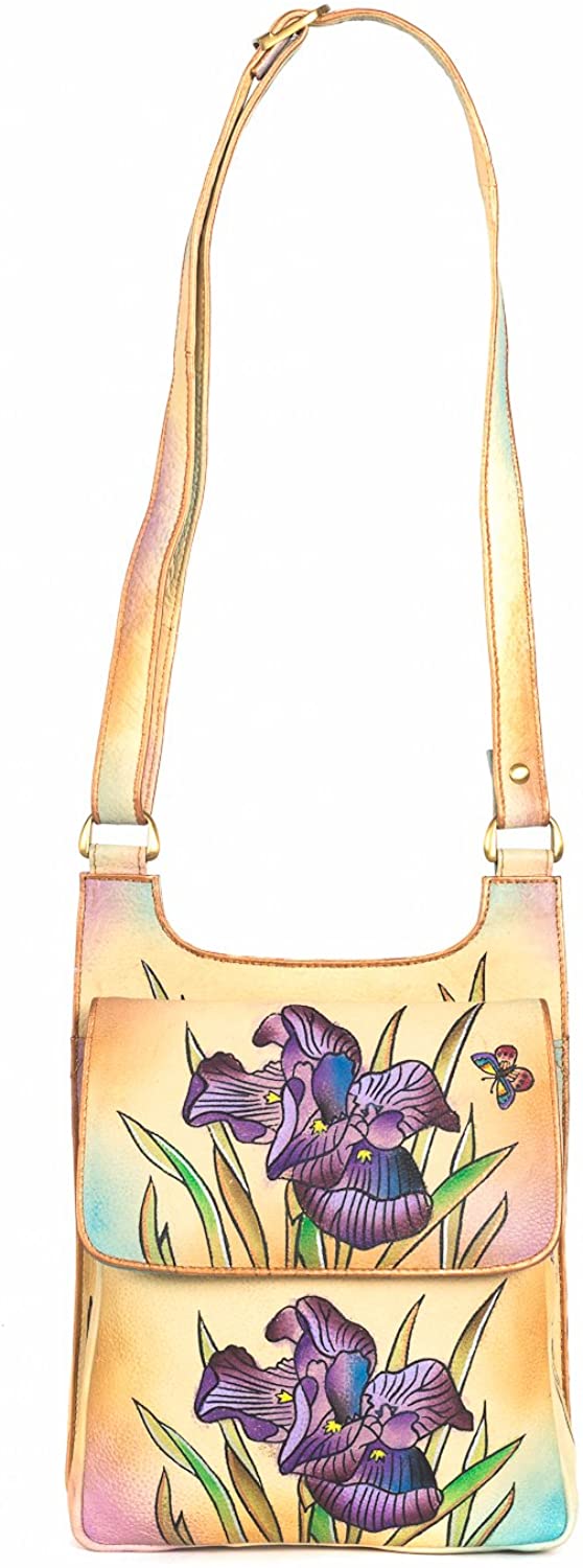 Price:$168.97 ZIMBELMANN LILI IRIS Genuine Nappa Leather Hand-painted Cross Body Shoulder Bag  Handbags   
