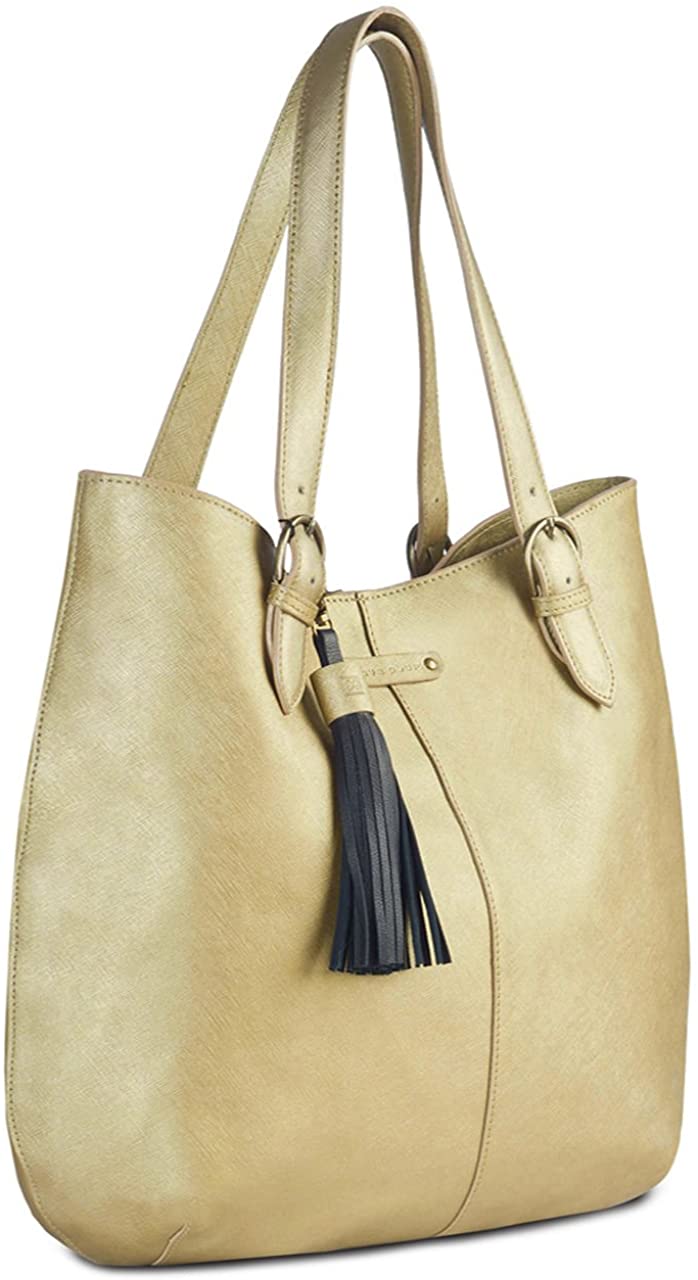 Price:$188.00    Baiae Bronze Saffiano Italian Leather Spacious Tote Handheld Shoulder BAG  Clothing