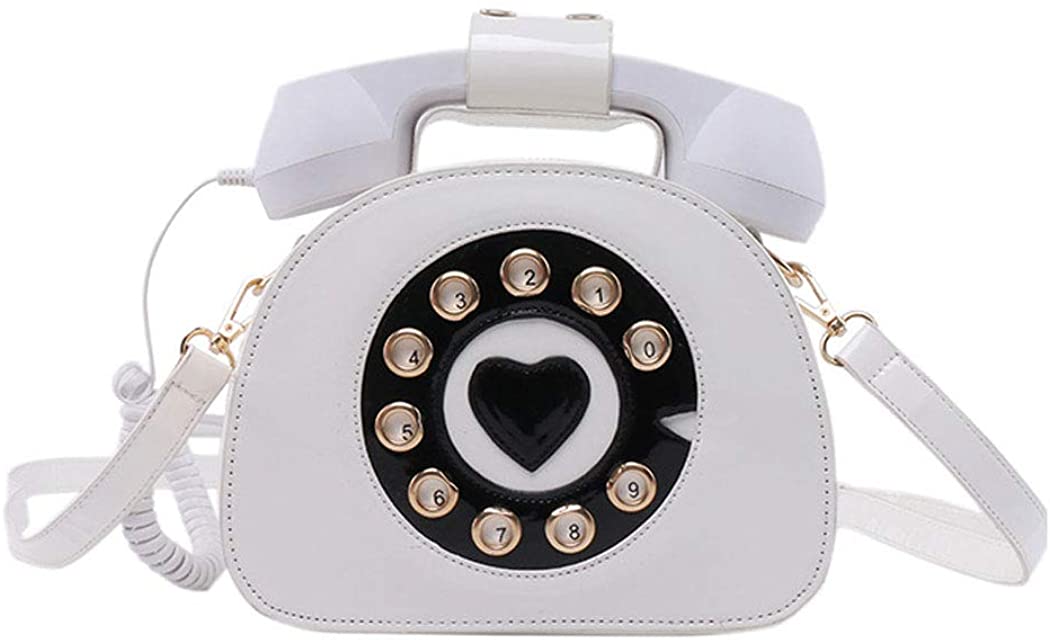 Price:$28.99 MILATA Telephone Shaped Crossbody Bag Purse Women Pu Leather Chic Novelty Shoulder Bag for Girls (white)  Handbags   