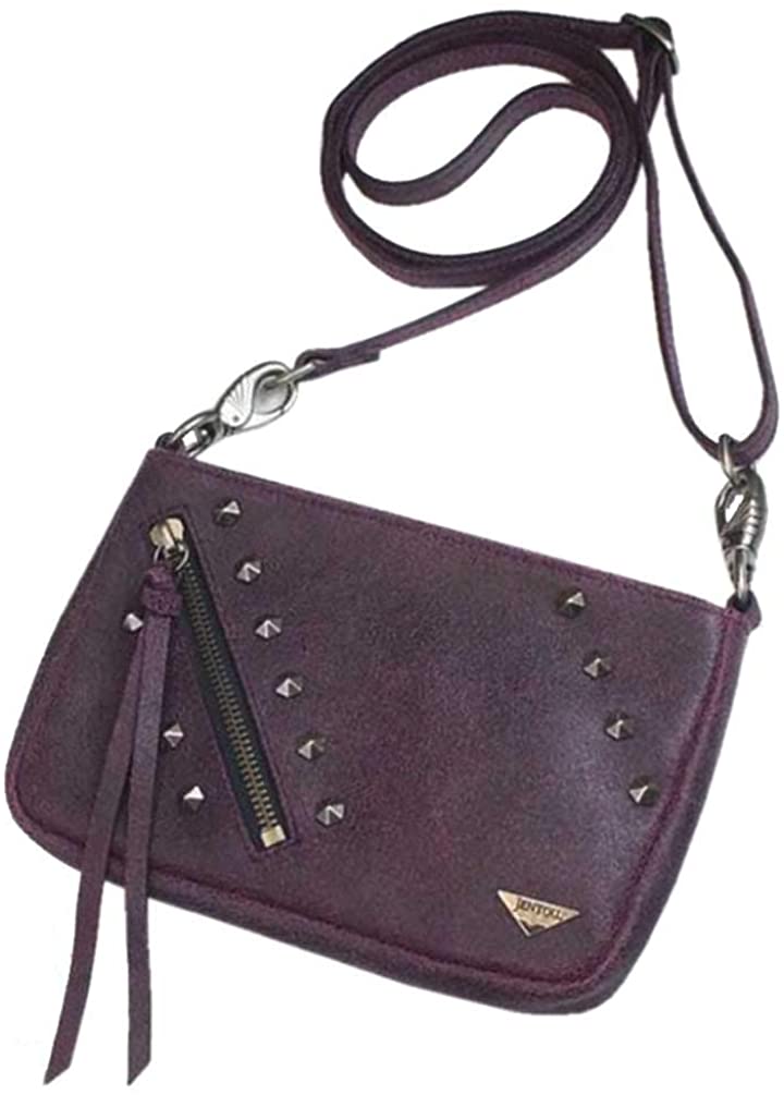 Price:$96.95    Pink Leather Stone Washed Convertible Cross body and Waist Bag  JENTOU  Clothing