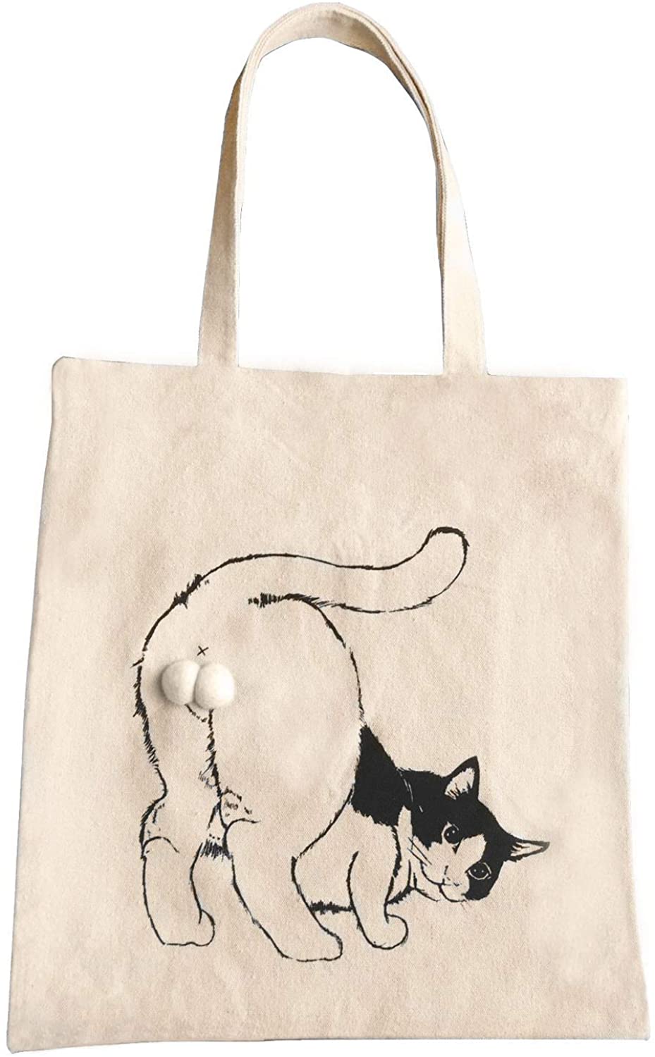 Price:$21.99 ALGET Women Tote Bag Cute Kitty Cat Balls Design, Handmade Handbag Canvas Shoulder Zipper Bags, with Inner Pocket  Handbags   