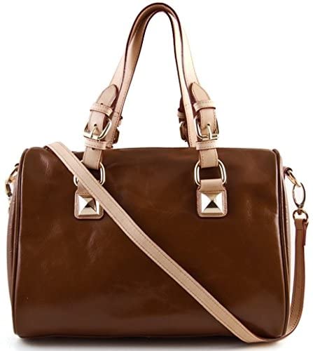 Price:$14.99    Lush Leather Pyramid Studded Saddle Brown Tote  Clothing