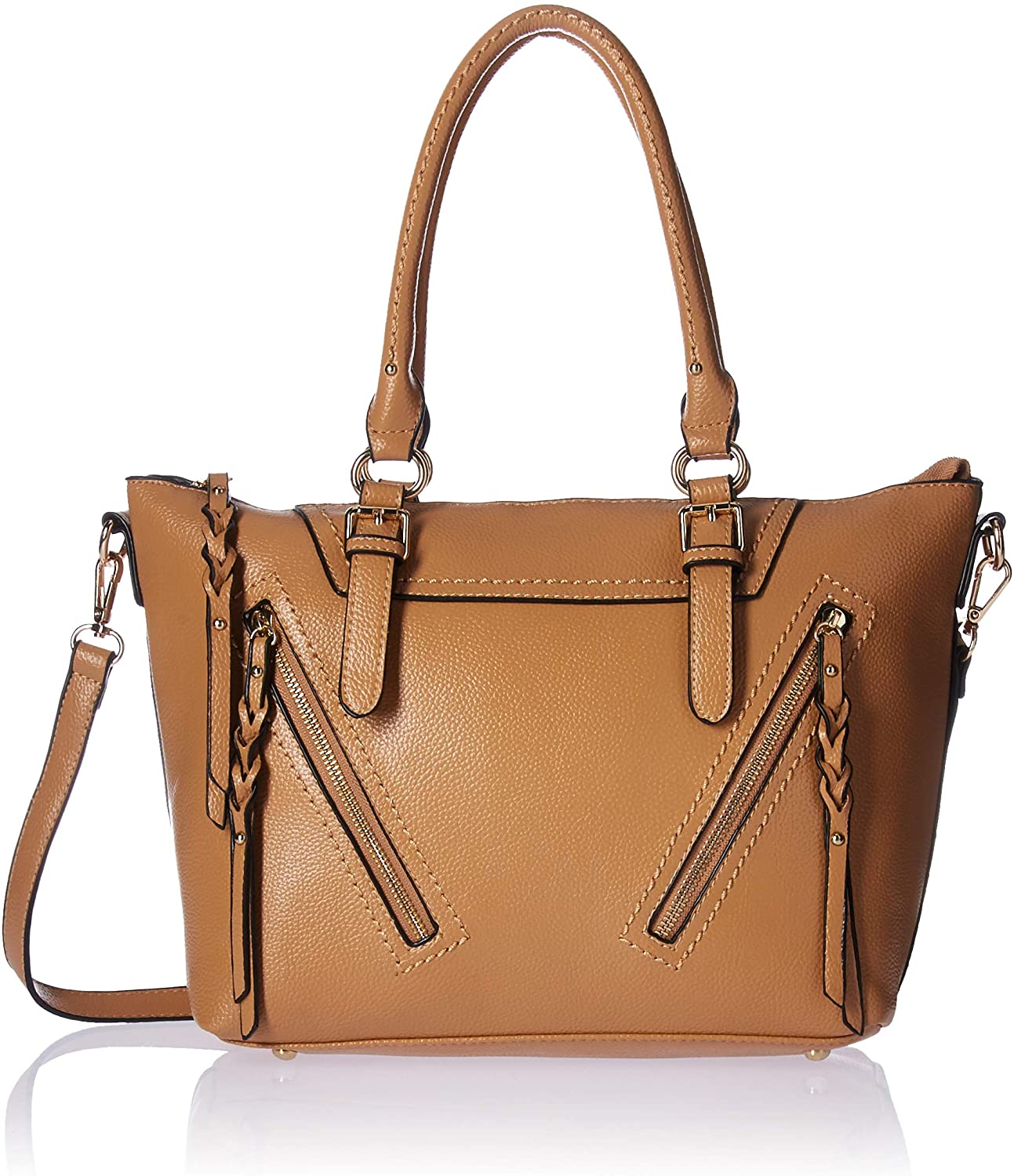 Price:$30.23    Mellow World Women's Alani Hb17186, Vegan Leather Tote with Front Zipper Pockets, Khaki, One Size  Clothing