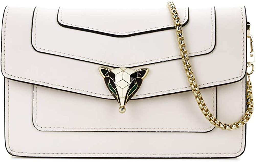 Price:$59.99 FOXER Leather Crossbody Bags for Women, Cow Leather Ladies Shoulder Chain Bags with Unique Fox Decoration Women's Small Cross Body Bags Womens Mini Cell Phone Purses Long Strap Bags (White)  Handbags   