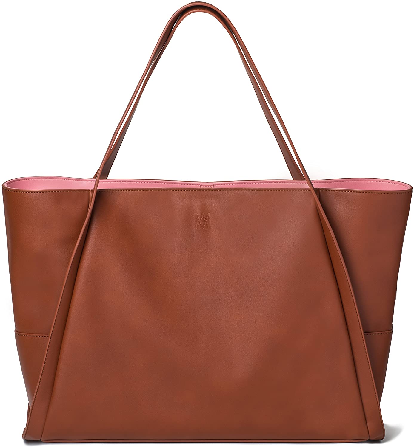 Price:$78.00    Marsi Bond Vegan Extra Large Carry All Tote- Fashionable Smooth Faux leather Shoulder Bag (Cognac)  Clothing