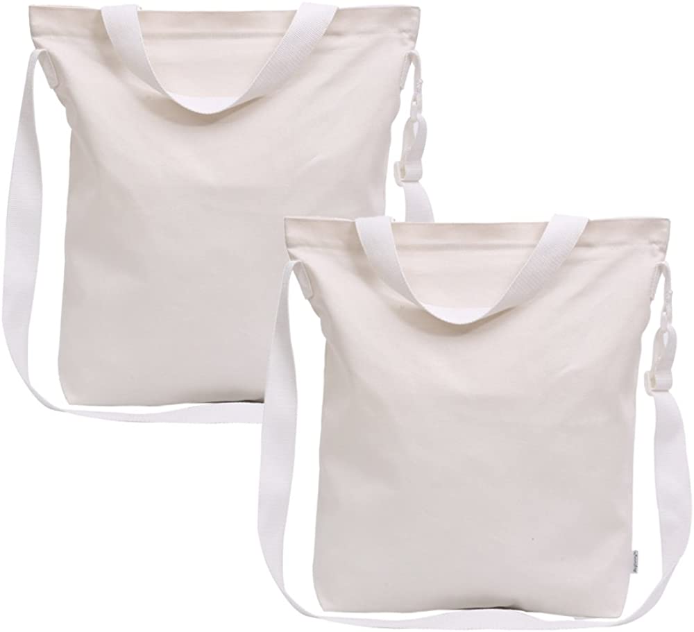 Price:$19.99    Augbunny 12oz Canvas Zipper Shoulder Grocery Tote Handbag Adjustable Handle With Inside Pocket 2-pack  Clothing
