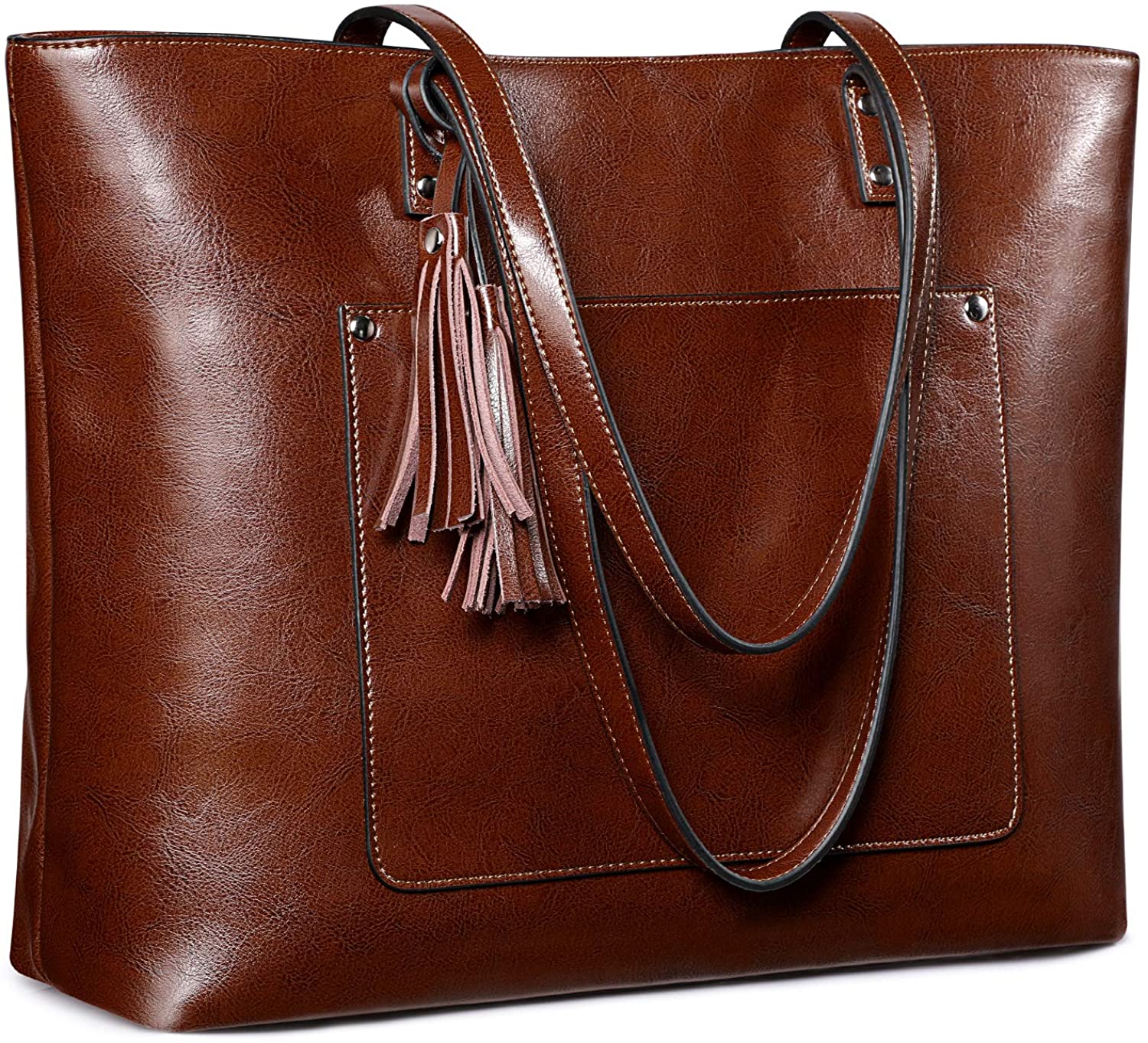 Price:$65.99    S-ZONE Women Vintage Genuine Leather Tote Bag Shoulder Purse Large Work Handbag  Clothing
