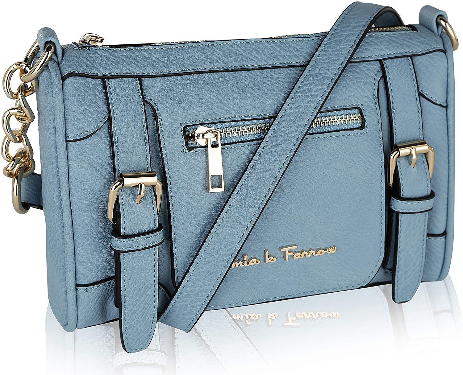 Price:$29.99 Mia K. Collection Crossbody Bags for Women - Adjustable Strap - Vegan Leather Sling Over the Shoulder Medium Messenger Purse, Denim  Handbags   