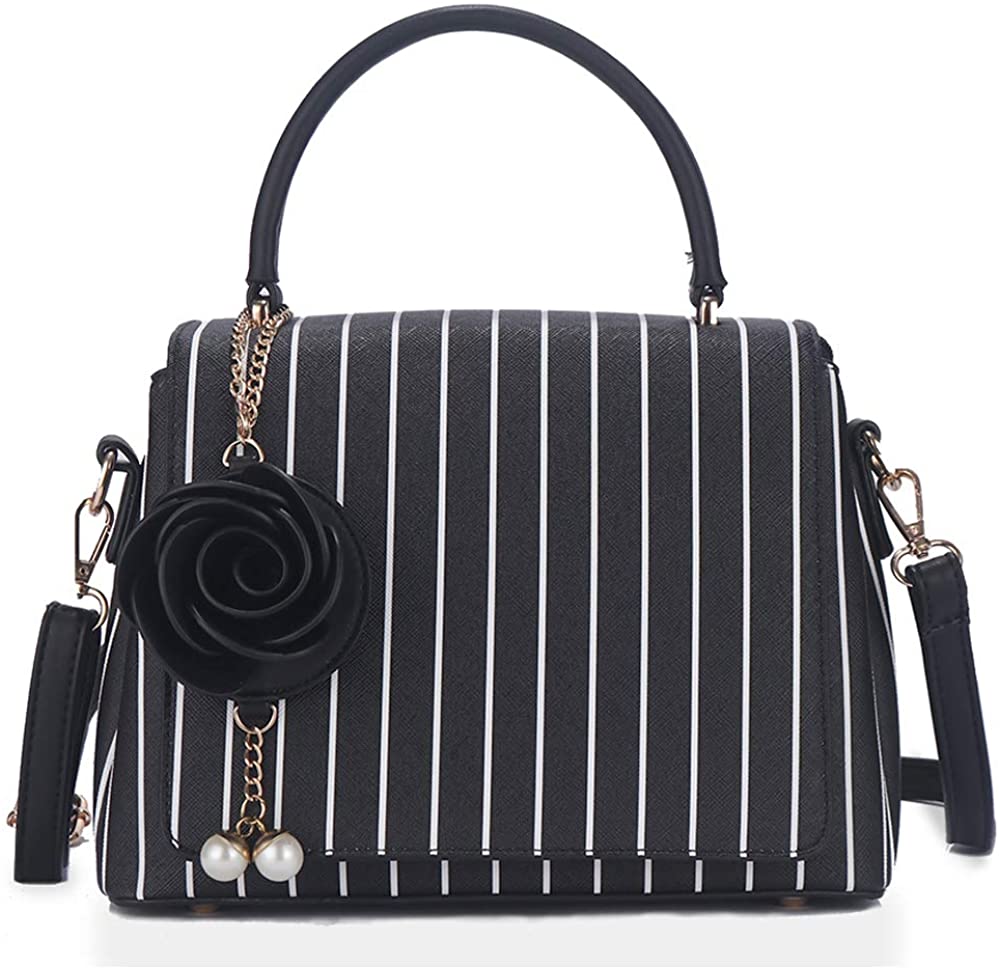 Price:$34.99 Multiple Pockets Handbag for Women Fashion Ladies PU Leather Top Handle Satchel Shoulder Tote Bags Purse (Black)  Handbags   