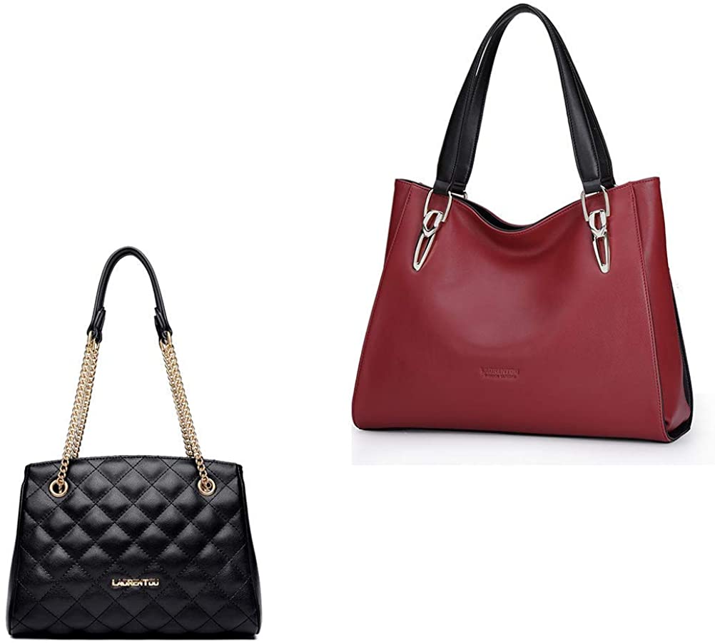 Price:$136.68    LAORENTOU Women's Leather Tote, Handbag, Shoulder Bag & Small Handbag, Shoulder Bag with Chain-strap 2 Pcs Set  Clothing