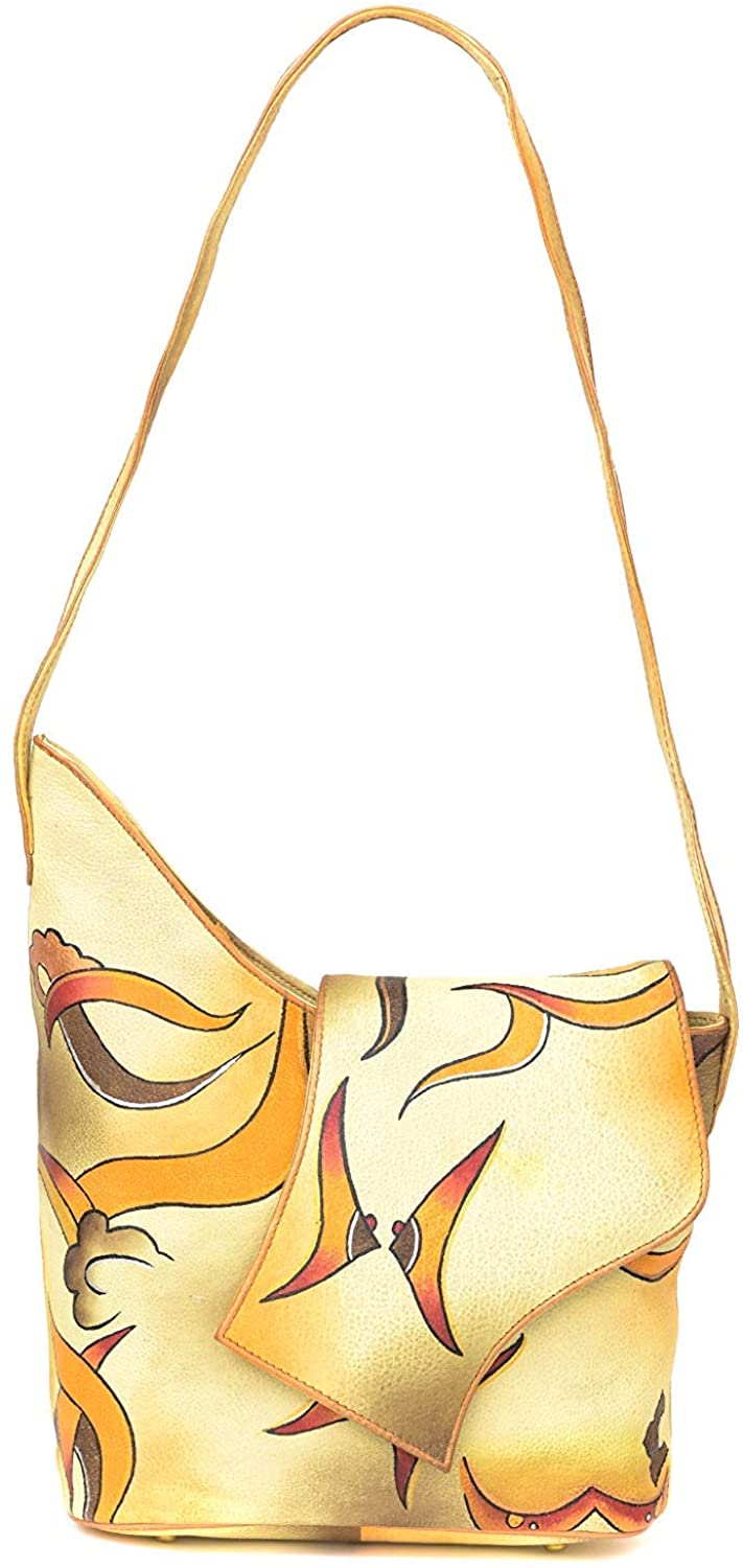 Price:$89.97    ZIMBELMANN SOPHIE Genuine Nappa Leather Hand-painted Tote Shoulder Bag  Clothing