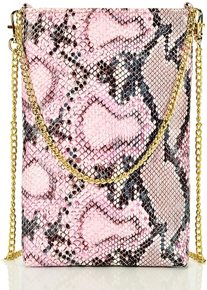 Price:$9.99 ZVE Crossbody Cellphone Shoulder Bag with Chain Strap Small Lightweight Shopping Wallet Purse Handbag Clutch for Women (Pink)  Handbags   